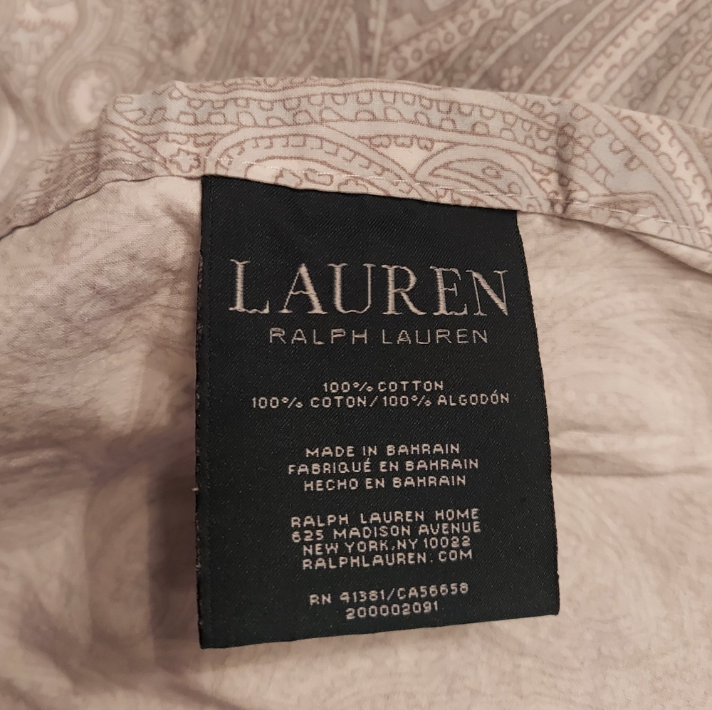 Ralph Lauren gray paisley king flat sheet 2 king pillow cases 100% cotton - Picture 2 of 3
